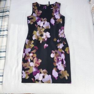 LORI M COLLECTION- Black Lavender Floral Sheath Dress